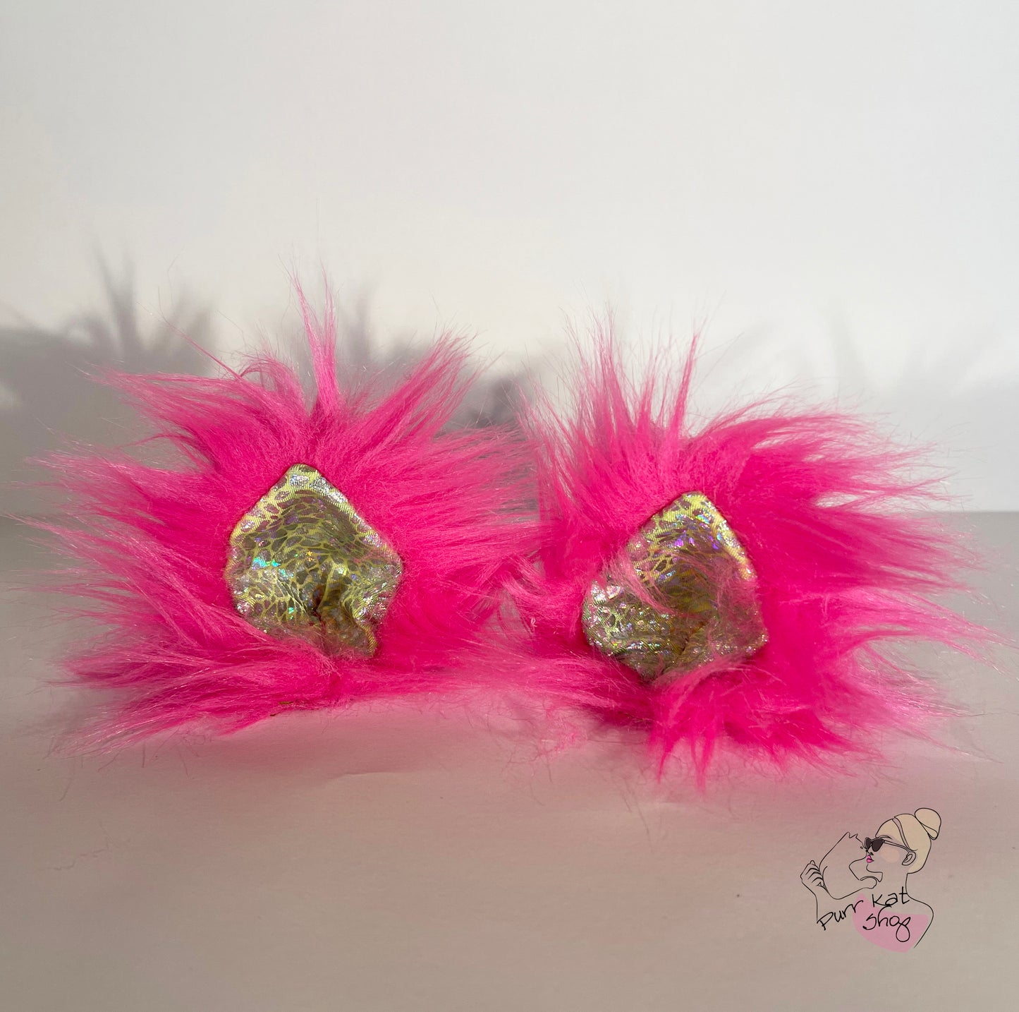 Pink kat Silver/Green katten oortjes