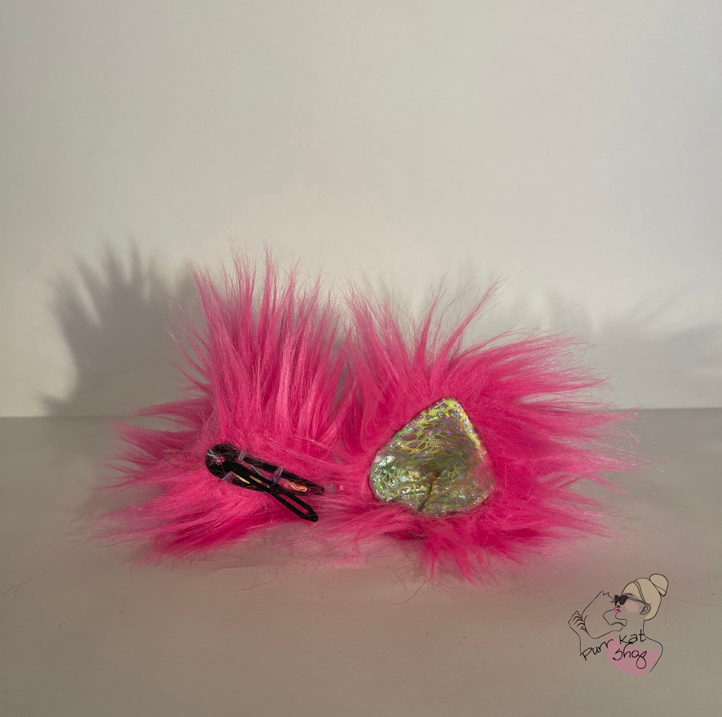 Pink kat Silver/Green katten oortjes