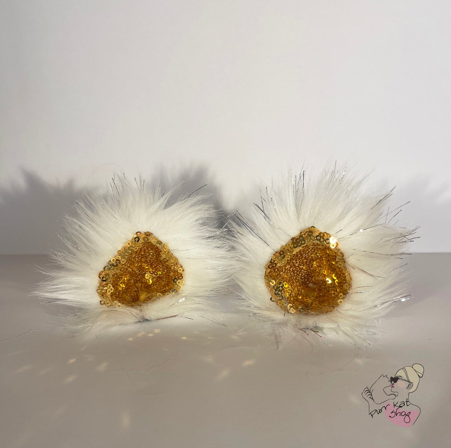 White kat Golden Disco katten oortjes