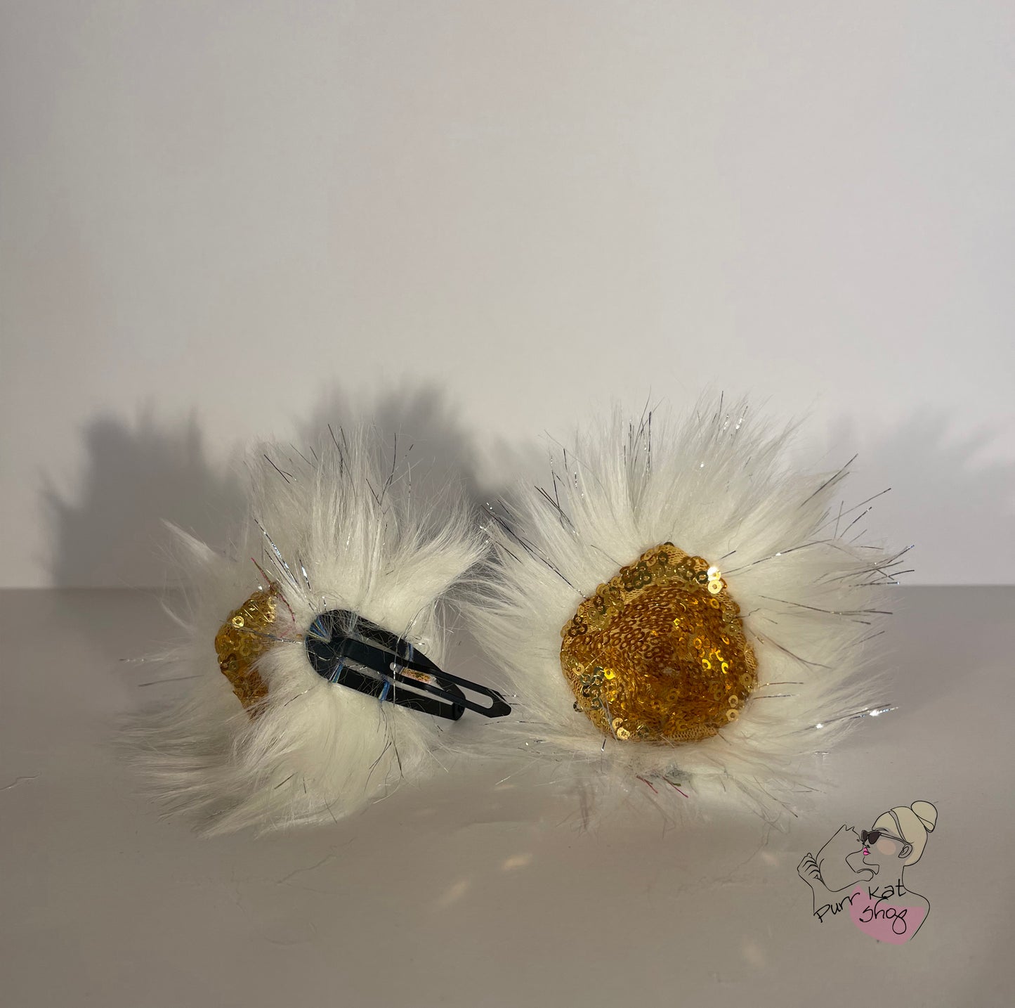 White kat Golden Disco katten oortjes