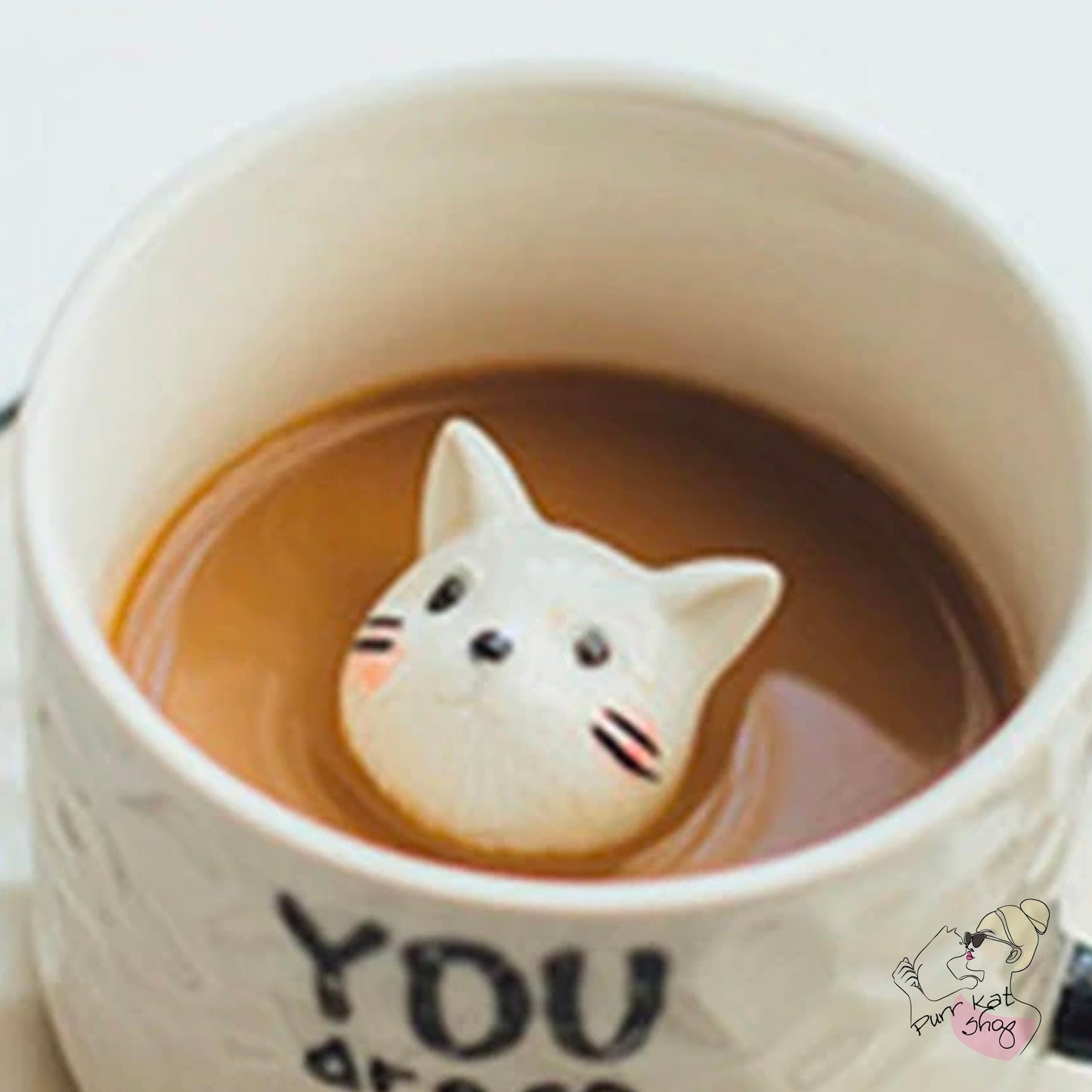 Koffie/Thee kop met oranje kat C'est la vie